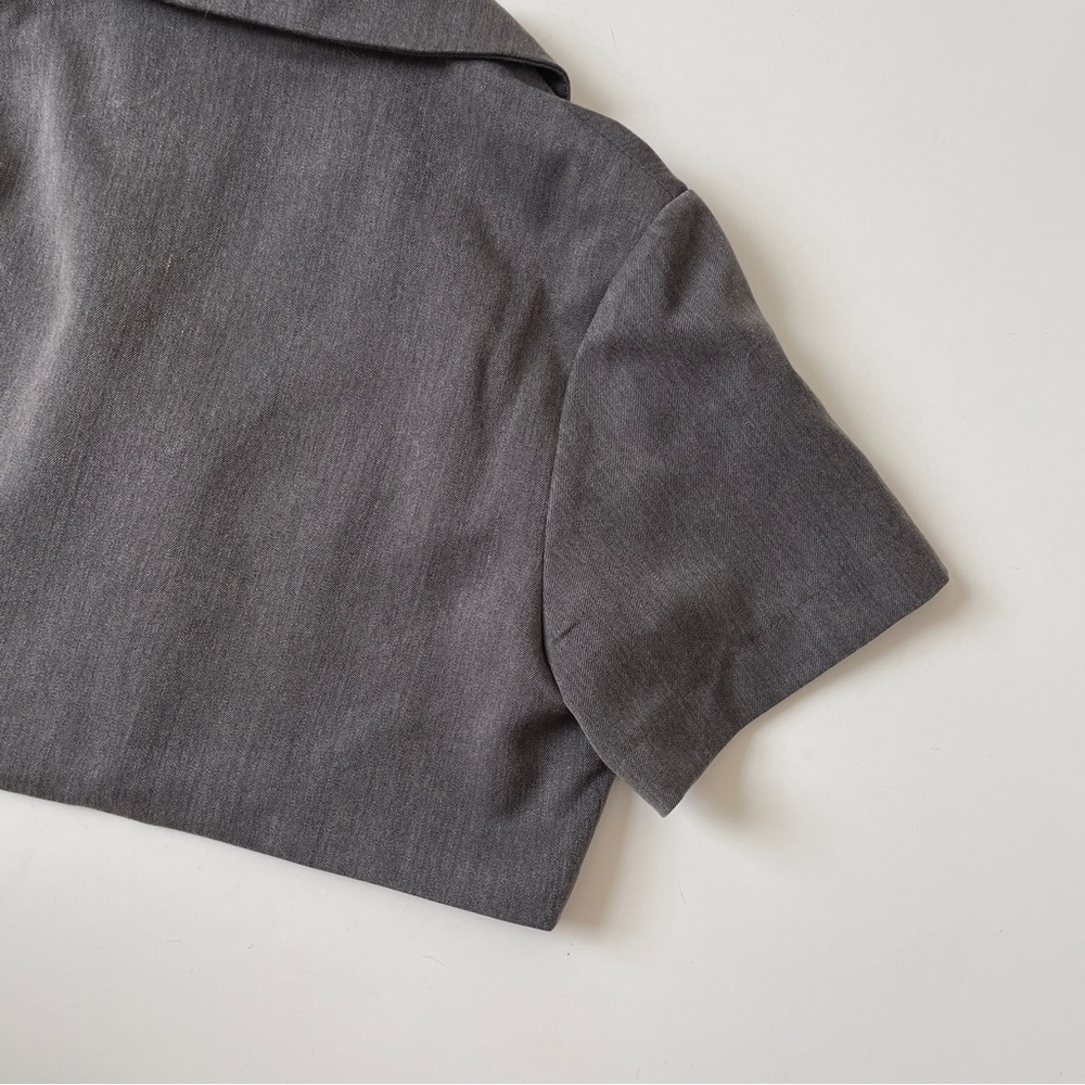 YesStyle Gray Crop Blazer Shirt Top with Jewel Embellishment, Size Small - Picture 10 of 11